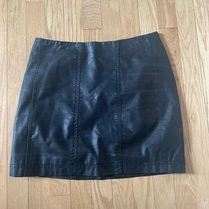 Free People Black Leather Mini Skirt